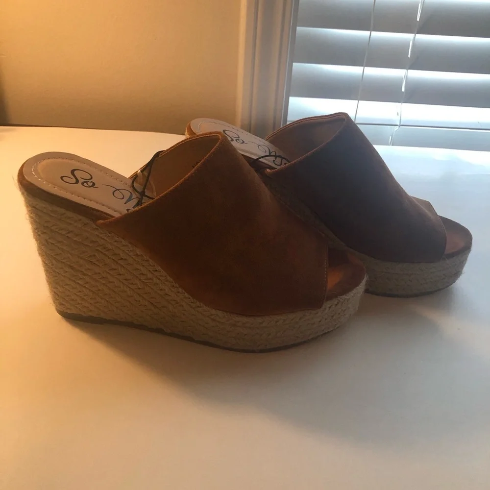 Forever 21 Brown Suede Espadrille Slide Mules
